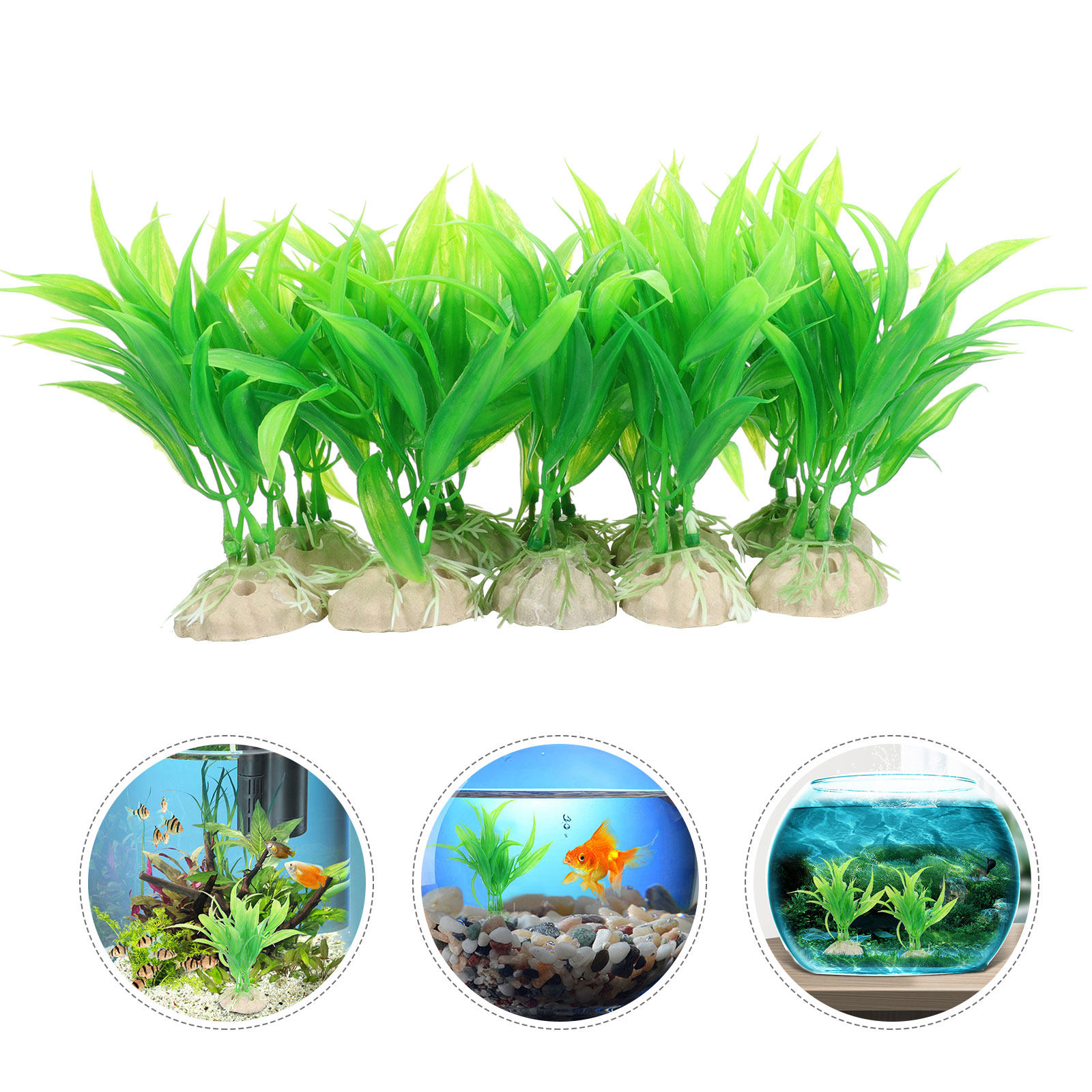 Aquarium Fish Hiding Spot - 10Pcs Lifelike Resin Grass Aquarium Decoration
