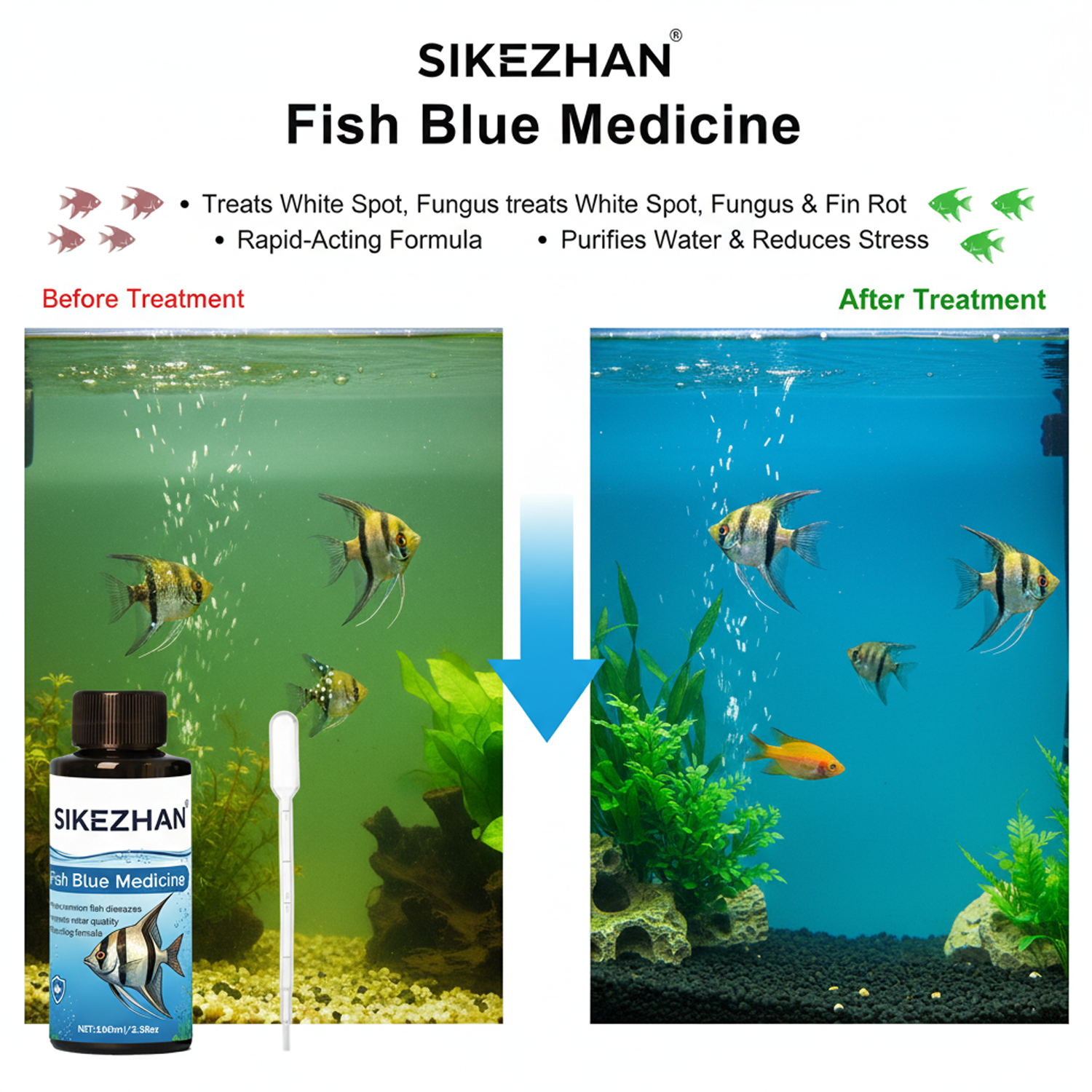 Large 500ml Methylene Blue Fis - Aquarium Fish Diseases incelemesi ve fiyatı