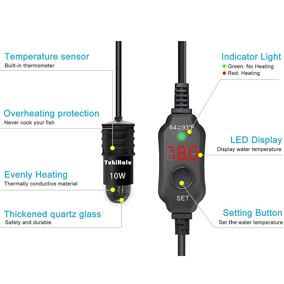 10W Adjustable Aquarium Heater - Aquarium Fish Cold Water incelemesi ve fiyatı