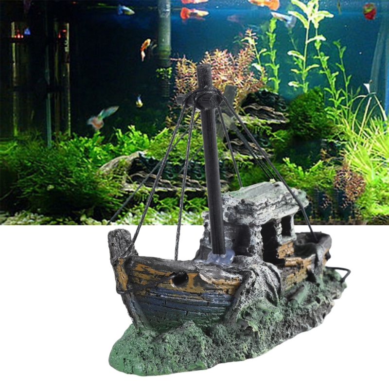 Aquarium Sunken Ship Decoratio - Aquarium Fish Hiding Places incelemesi ve fiyatı