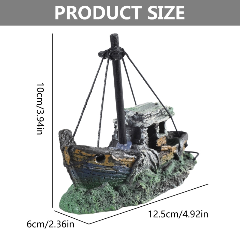 Aquarium Sunken Ship Decoratio - Aquarium Fish Hiding Places incelemesi ve fiyatı